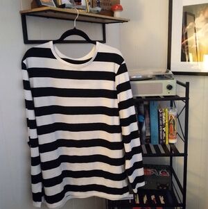 Black and White Striped Long Sleeve Shirt